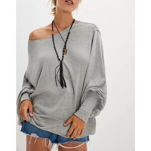 Free People Swept Up Sweatshirt Tunic Top Off-the-Shoulder Oversized M 287025
